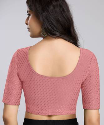 Cotton lycra stretchable comfy round neck half sleeves saree blouse readymade 2