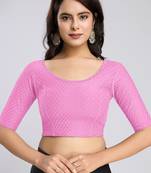 Cotton lycra stretchable comfy round neck half sleeves saree blouse readymade