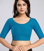 Cotton lycra stretchable comfy round neck half sleeves saree blouse readymade