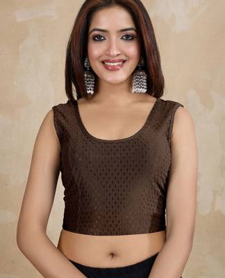Cotton lycra stretchable comfy round neck sleeveless saree blouse readymade 1