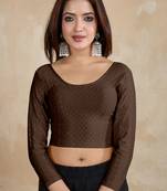 Cotton lycra stretchable comfy round neck elbow sleeves saree blouse readymade