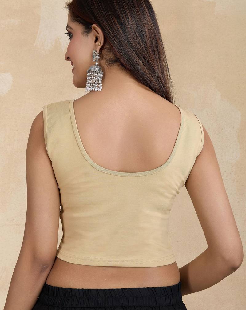 Pure cotton elastane stretchable readymade sleeveless blouse
