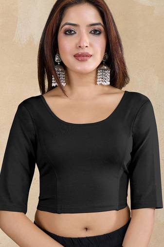 Pure cotton elastane stretchable half sleeve readymade blouse