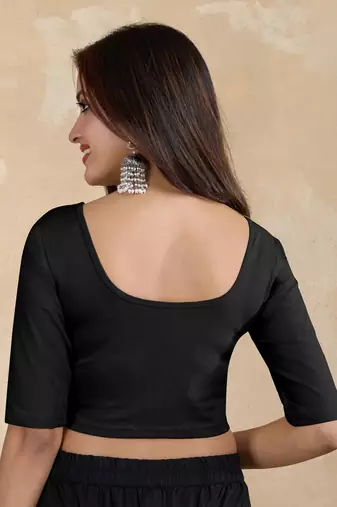 Pure cotton elastane stretchable half sleeve readymade blouse