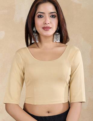 Pure cotton elastane stretchable half sleeve readymade blouse 1