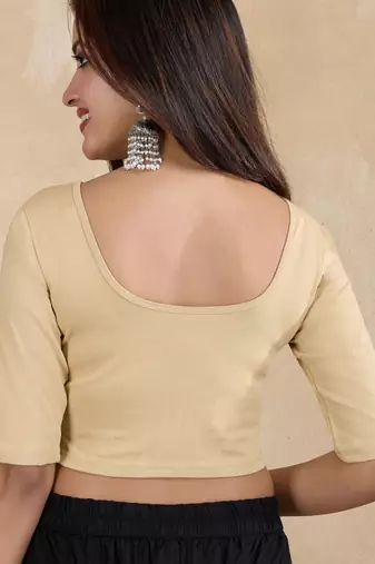 Pure cotton elastane stretchable half sleeve readymade blouse