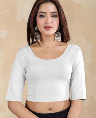 Pure cotton elastane stretchable half sleeve readymade blouse 1
