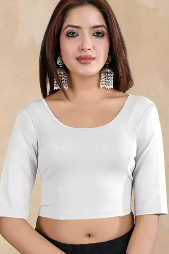 Pure cotton elastane stretchable half sleeve readymade blouse