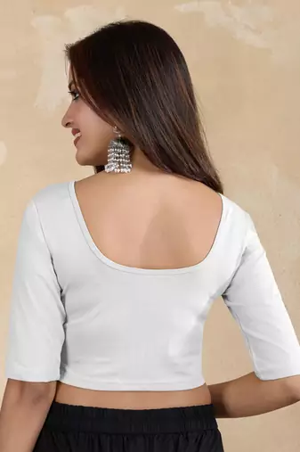 Pure cotton elastane stretchable half sleeve readymade blouse