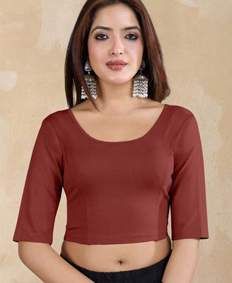 Pure cotton elastane stretchable half sleeve readymade blouse 1