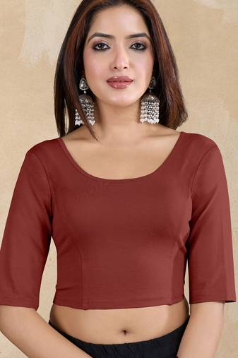 Pure cotton elastane stretchable half sleeve readymade blouse