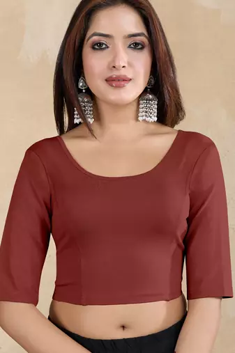 Pure cotton elastane stretchable half sleeve readymade blouse