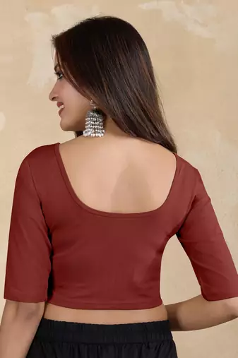 Pure cotton elastane stretchable half sleeve readymade blouse