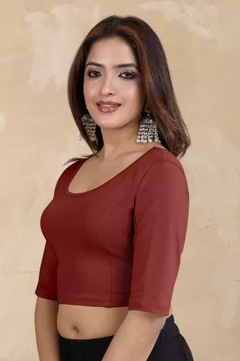 Pure cotton elastane stretchable half sleeve readymade blouse
