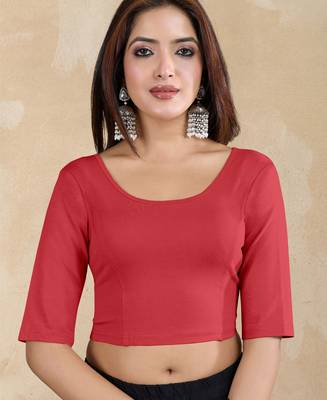 Pure cotton elastane stretchable half sleeve readymade blouse 1