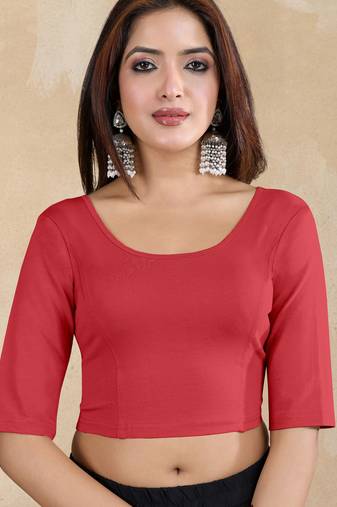 Pure cotton elastane stretchable half sleeve readymade blouse