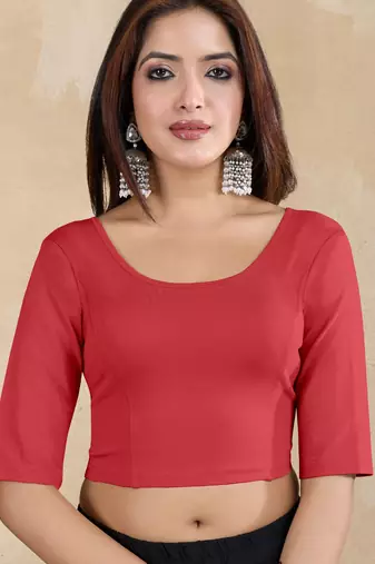 Pure cotton elastane stretchable half sleeve readymade blouse