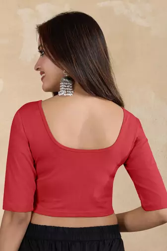 Pure cotton elastane stretchable half sleeve readymade blouse