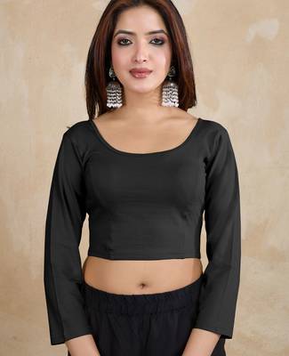 Pure cotton elastane stretchable elbow sleeve readymade blouse 1