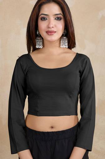 Pure cotton elastane stretchable elbow sleeve readymade blouse