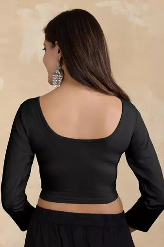 Pure cotton elastane stretchable elbow sleeve readymade blouse