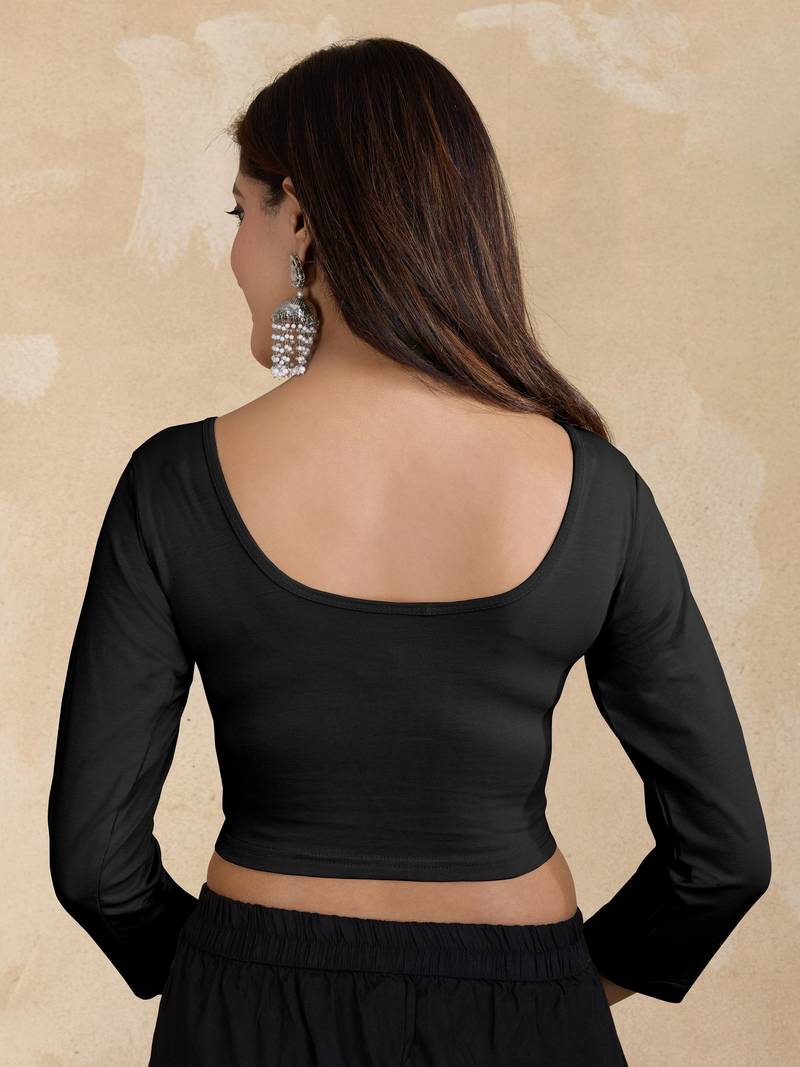 Pure cotton elastane stretchable elbow sleeve readymade blouse