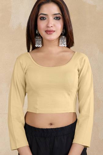 Pure cotton elastane stretchable elbow sleeve readymade blouse