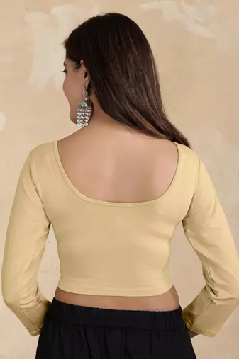 Pure cotton elastane stretchable elbow sleeve readymade blouse