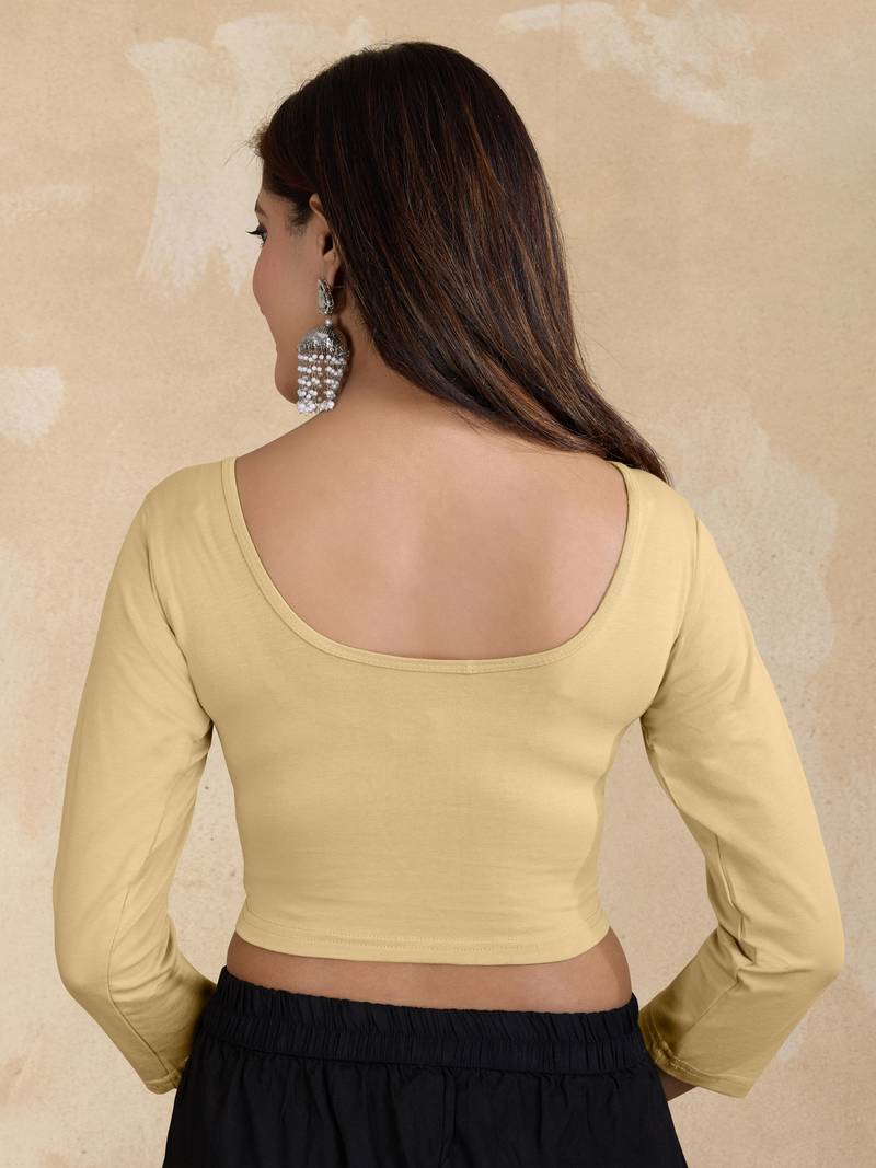 Pure cotton elastane stretchable elbow sleeve readymade blouse