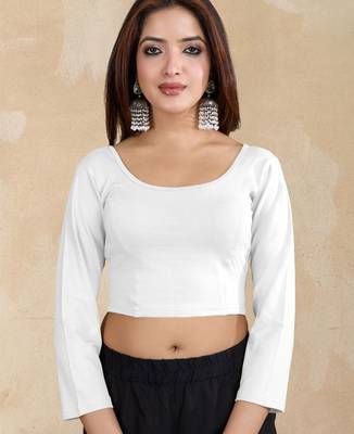 Pure cotton elastane stretchable elbow sleeve readymade blouse 1