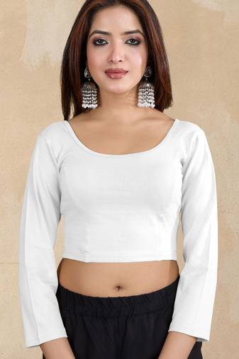 Pure cotton elastane stretchable elbow sleeve readymade blouse