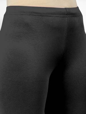 Black super combed cotton elastane stretch churidar length leggings & ultrasoft waistband 4