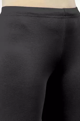 Black super combed cotton elastane stretch churidar length leggings & ultrasoft waistband
