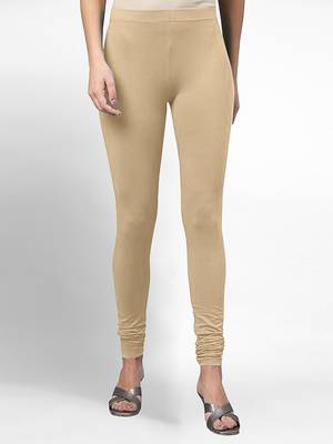Beige super combed cotton elastane stretch churidar length leggings & ultrasoft waistband 1