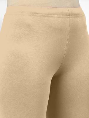 Beige super combed cotton elastane stretch churidar length leggings & ultrasoft waistband 4