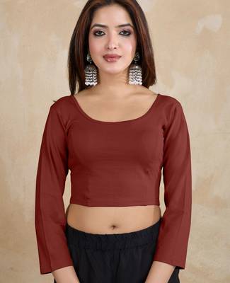 Pure cotton elastane stretchable elbow sleeve readymade blouse 1