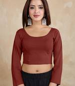 Pure cotton elastane stretchable elbow sleeve readymade blouse