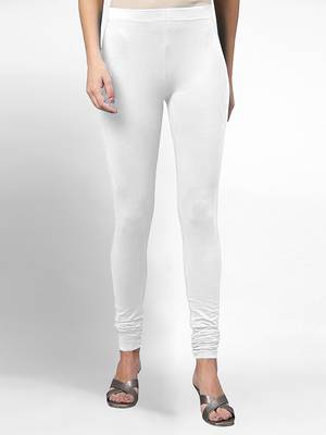 White super combed cotton elastane stretch churidar length leggings & ultrasoft waistband 1