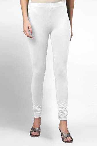 White super combed cotton elastane stretch churidar length leggings & ultrasoft waistband