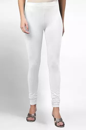 White super combed cotton elastane stretch churidar length leggings & ultrasoft waistband