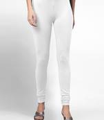 White super combed cotton elastane stretch churidar length leggings & ultrasoft waistband