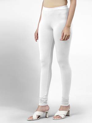 White super combed cotton elastane stretch churidar length leggings & ultrasoft waistband 2