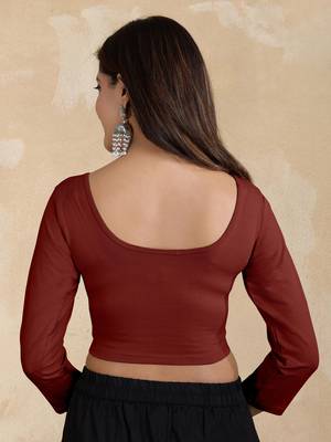 Pure cotton elastane stretchable elbow sleeve readymade blouse 2