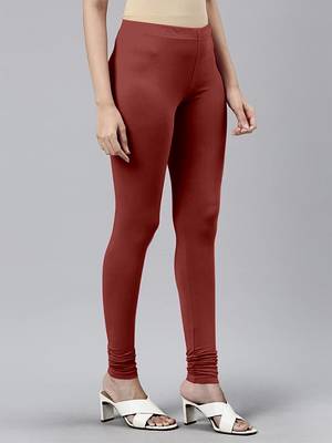Maroon super combed cotton elastane stretch churidar length leggings &ultrasoft waistband 2
