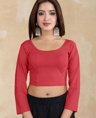 Pure cotton elastane stretchable elbow sleeve readymade blouse 1