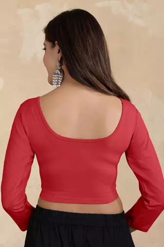 Pure cotton elastane stretchable elbow sleeve readymade blouse