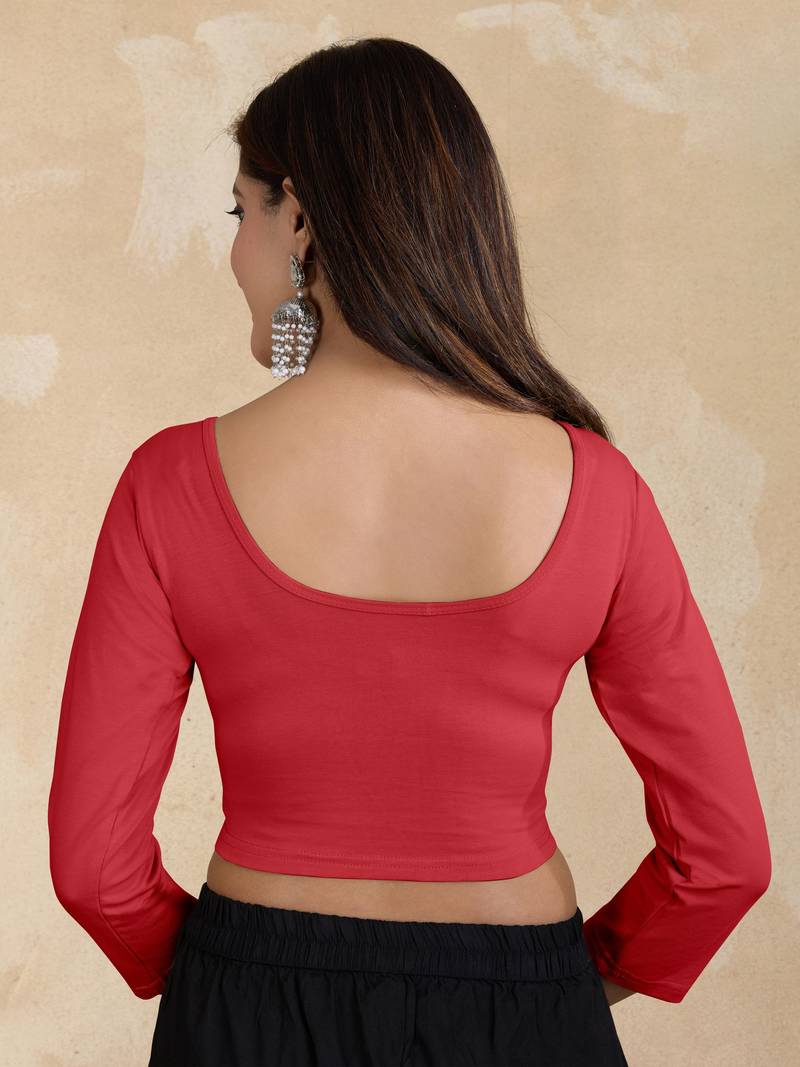 Pure cotton elastane stretchable elbow sleeve readymade blouse