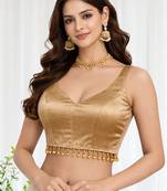 Women's gold dhupion silk embroidery sequence work blouse choli stylish saree blouse
