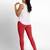 Red super combed cotton elastane stretch churidar length leggings & ultrasoft waistband