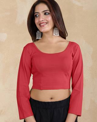 Pure cotton elastane stretchable elbow sleeve readymade blouse 3